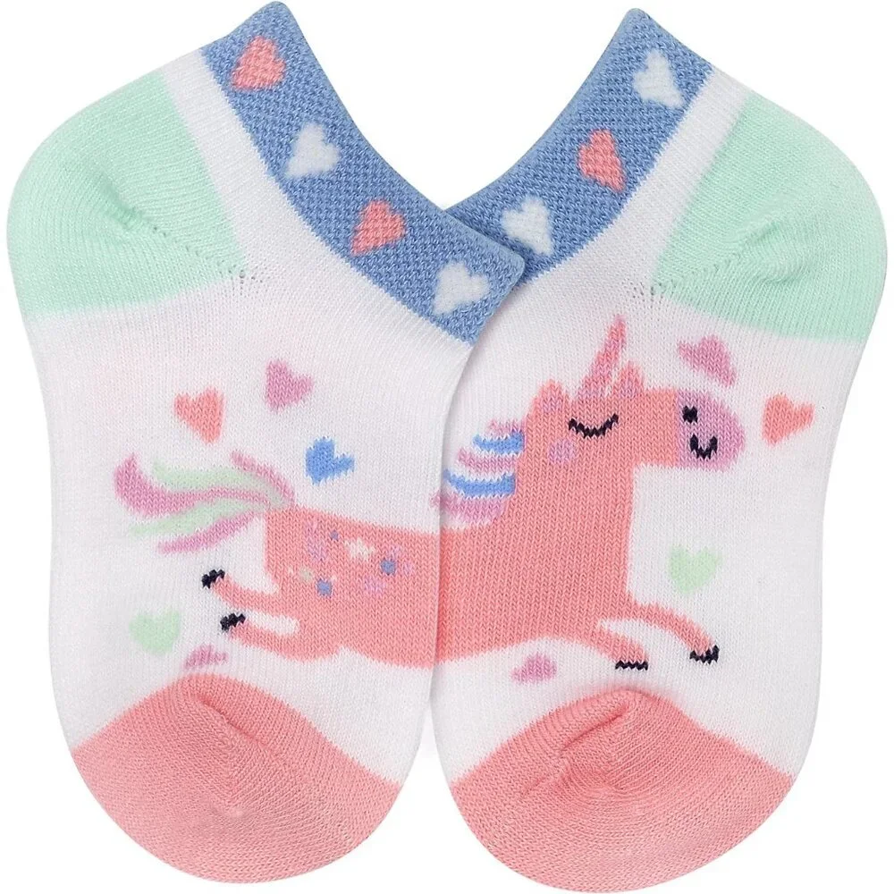 BCG Toddler Girls' Star Unicorn No-Show Socks 6-Pack NEW